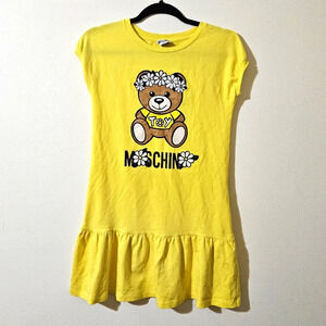 Moschino Kids Yellow Teddy Graphic Dress